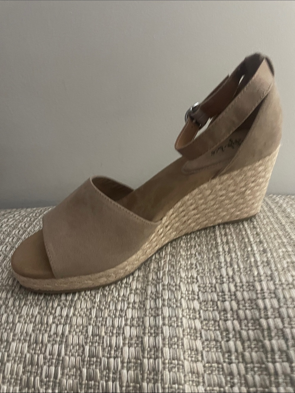 Style & Co. Taupe Suede Espadrille Wedges with Ankle Strap